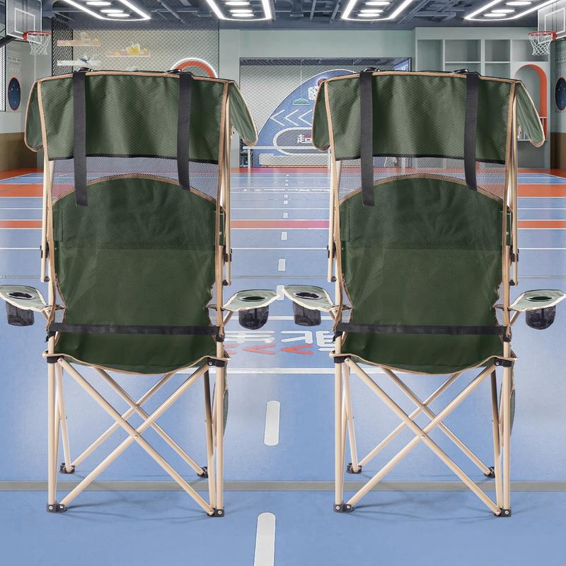 Wide camping chair with foldable sunshade