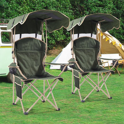 Wide camping chair with foldable sunshade