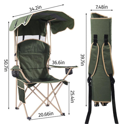 Wide camping chair with foldable sunshade