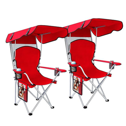 Wide camping chair with foldable sunshade